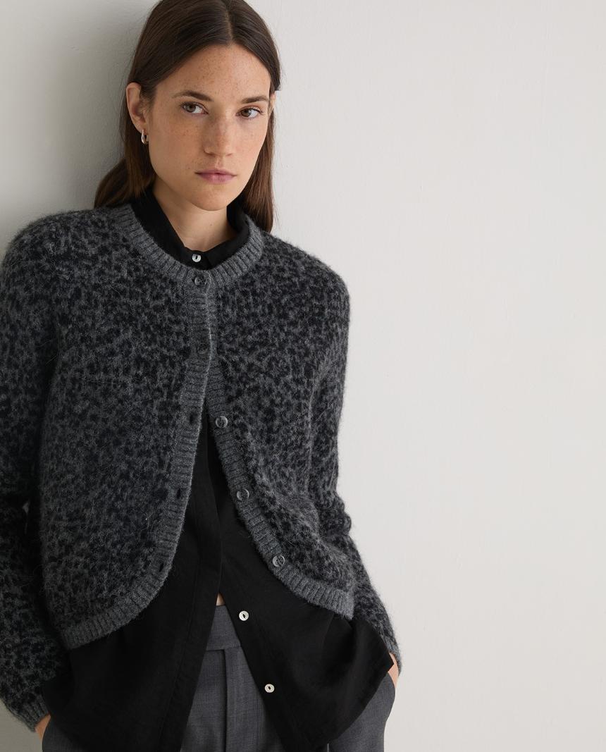 Cárdigan animal print leopardo gris