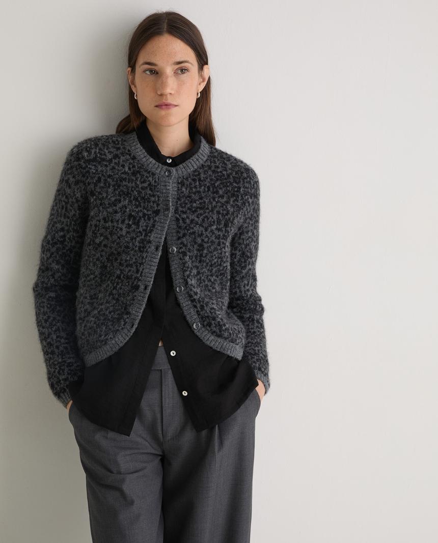 Cárdigan animal print leopardo gris