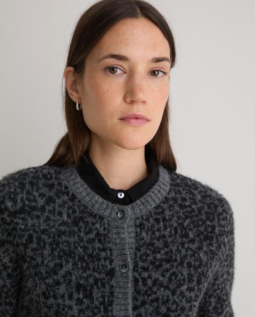 Cárdigan animal print leopardo gris