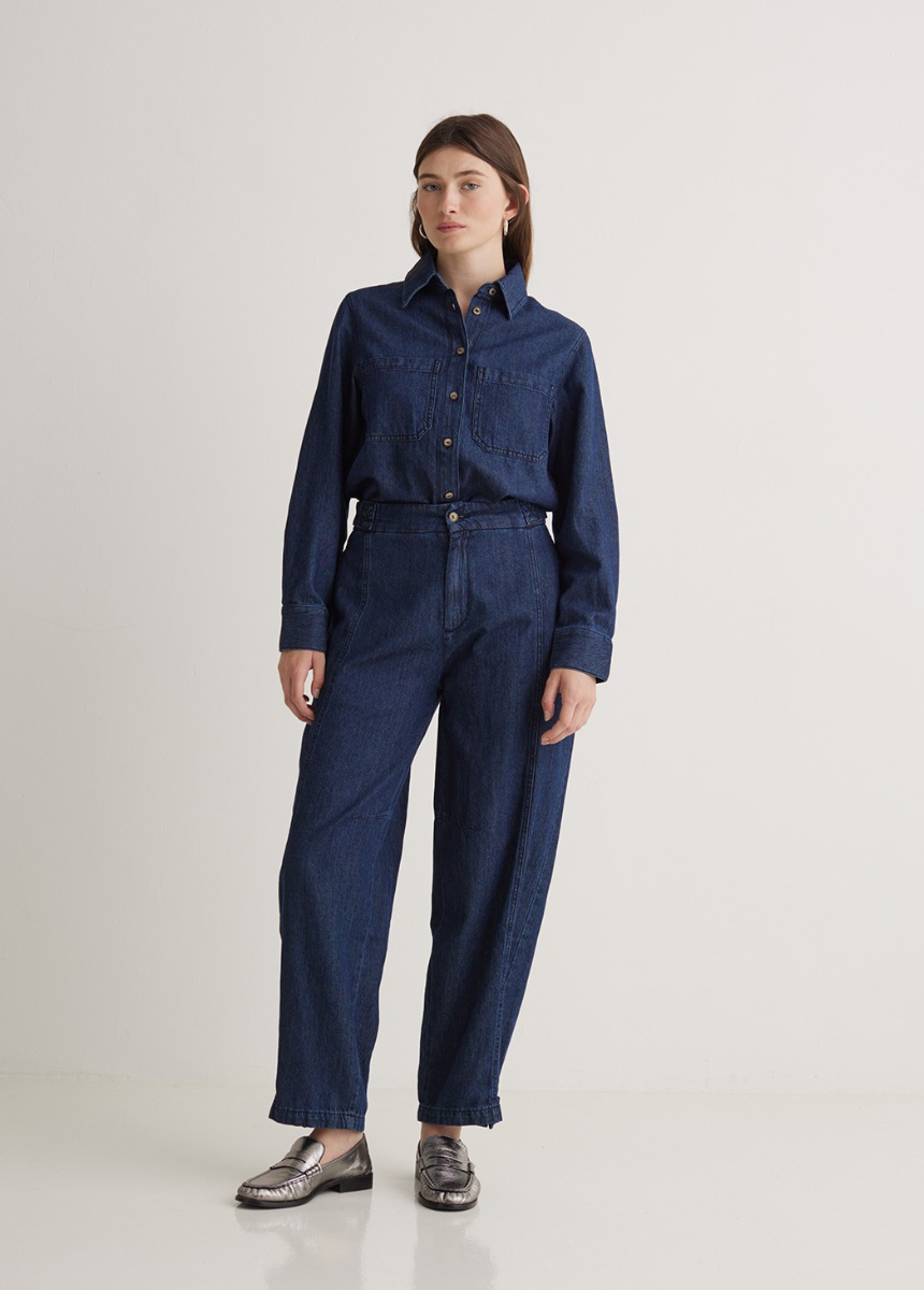 Jeans algodón orgánico balloon fit azul