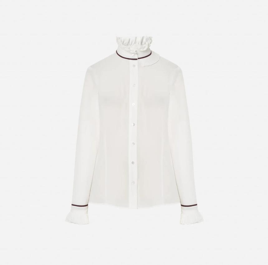 Blusa con mini volante en el cuello