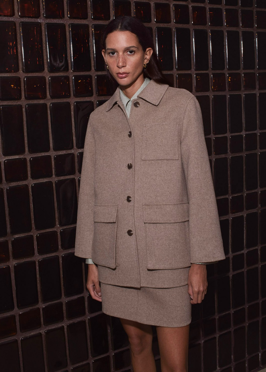 Mini falda mezcla lana doble faz marrón