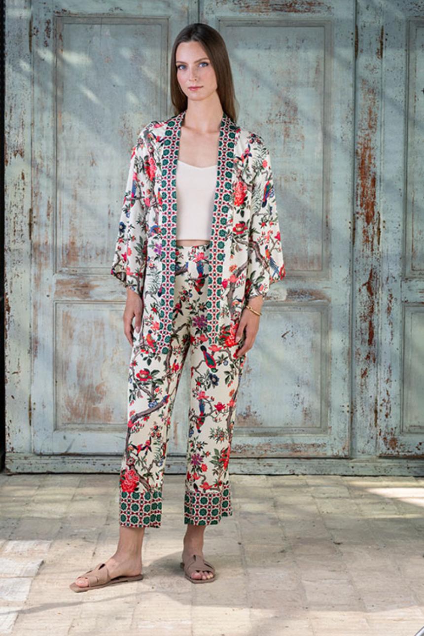 Kimono con estampado floral