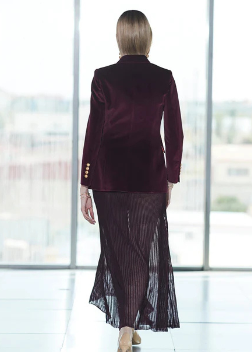 Blazer de tercipelo Merlot