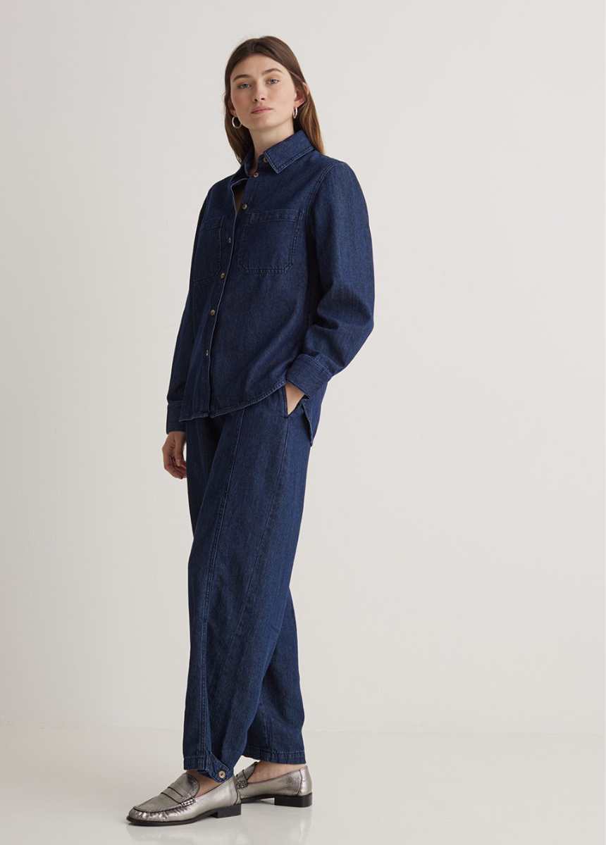 Jeans algodón orgánico balloon fit azul