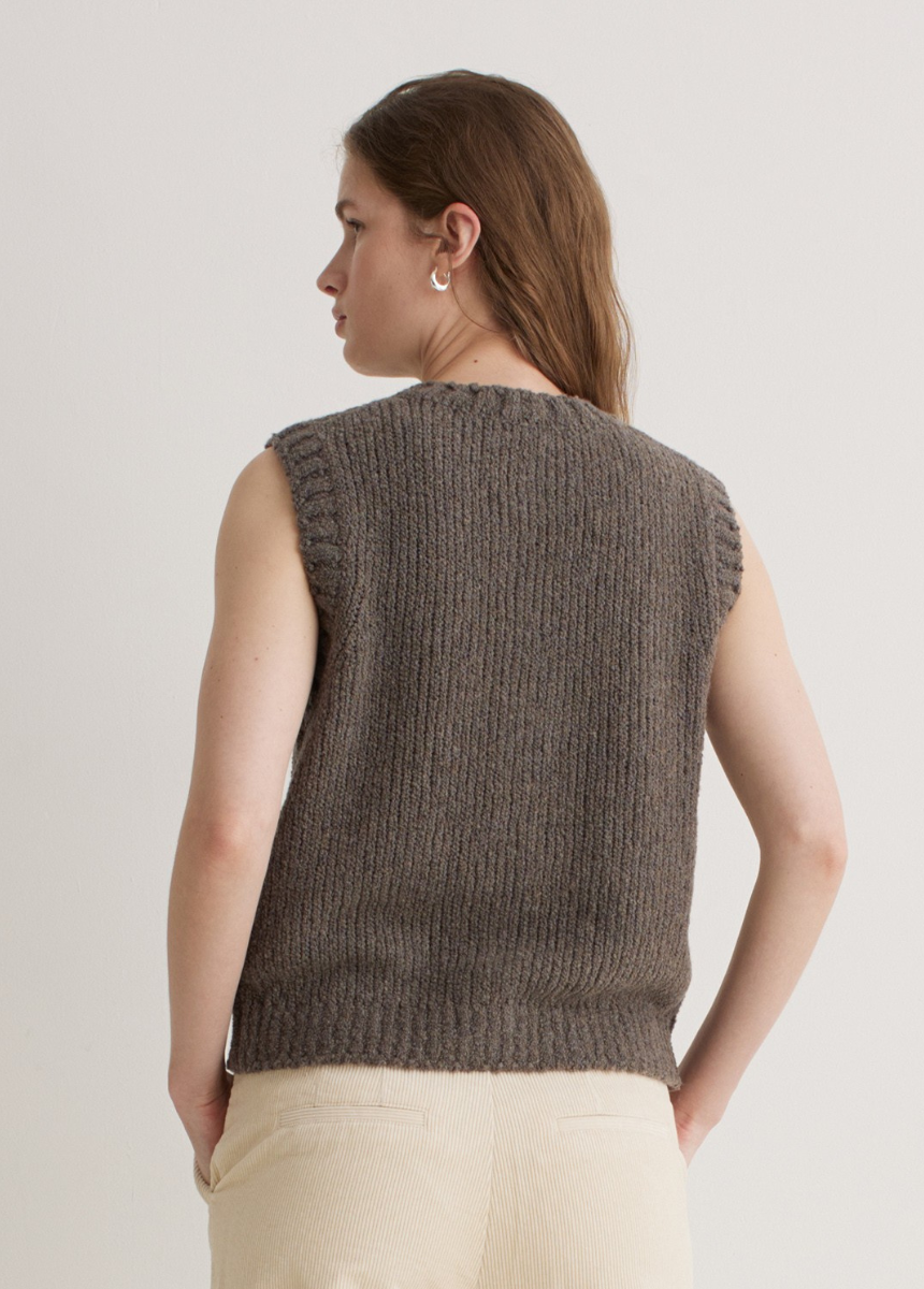 Chaleco bolsillos mezcla lana merino antracita