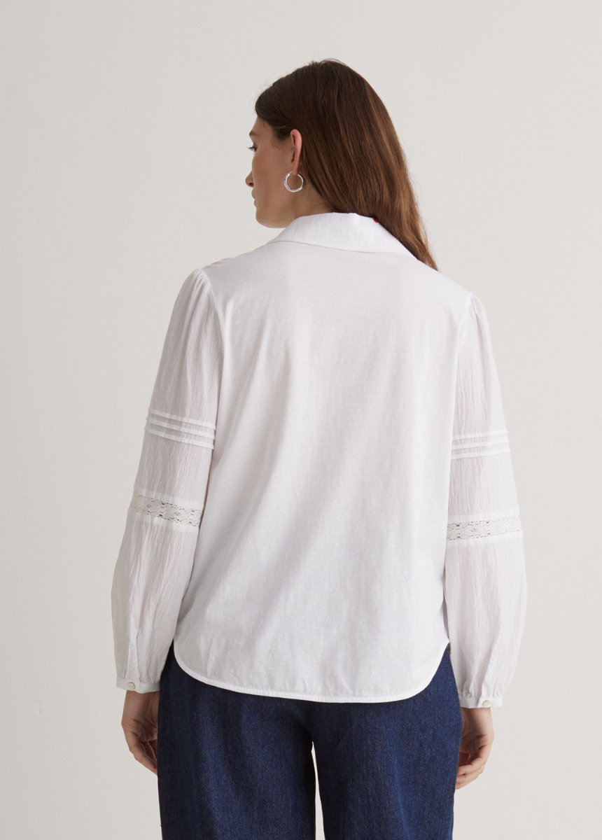 Camisa 100% algodón puntillas blanco