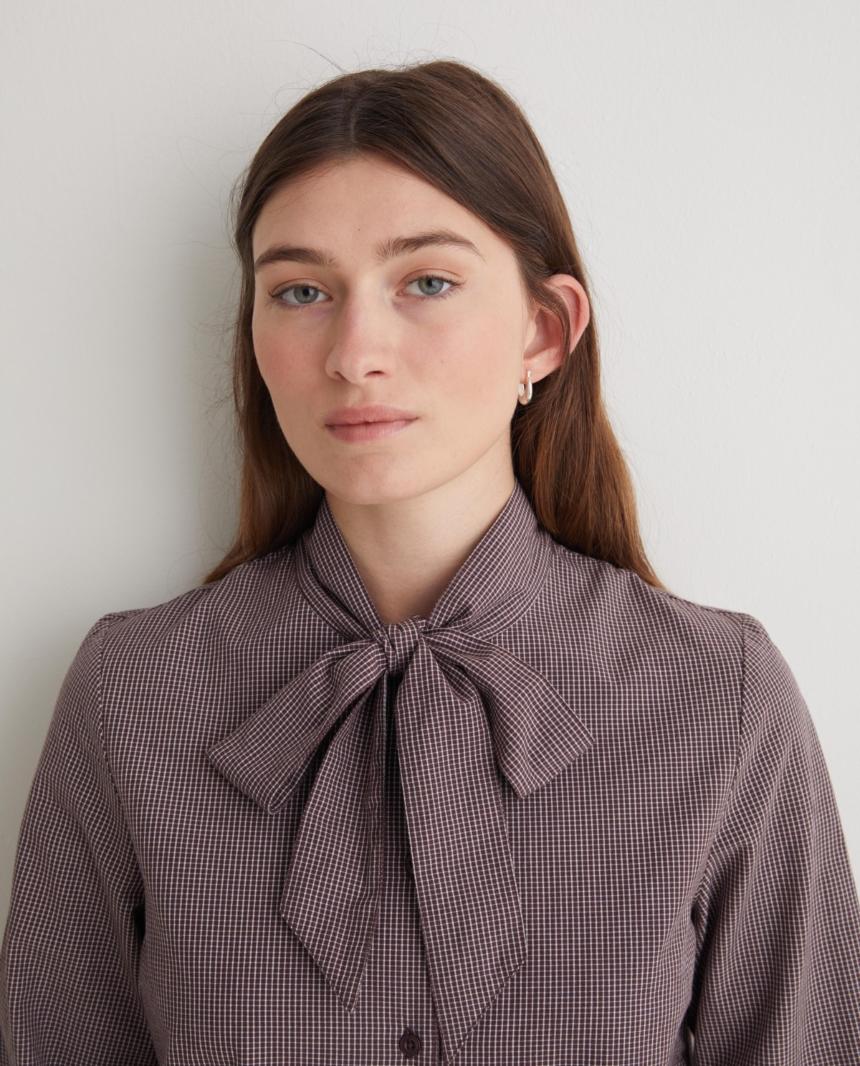 Blusa de cuadros 100% algodón marrón