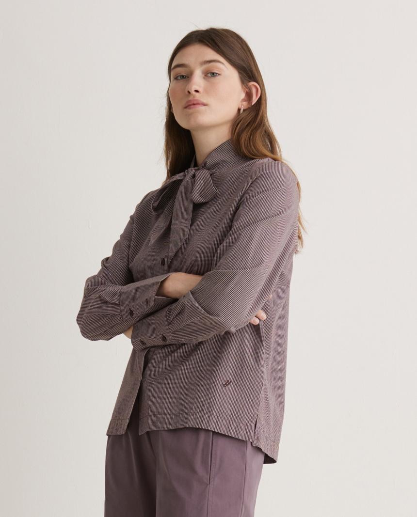 Blusa de cuadros 100% algodón marrón