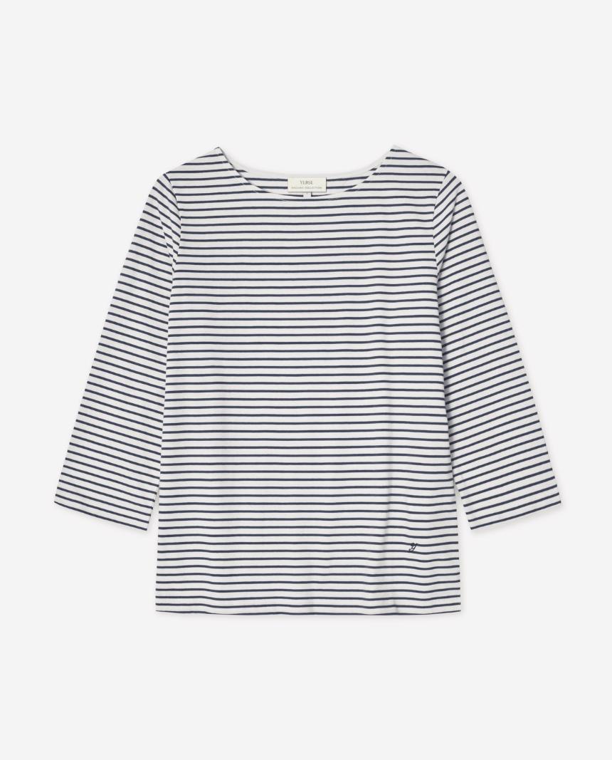 Camiseta rayas algodón cuello barco