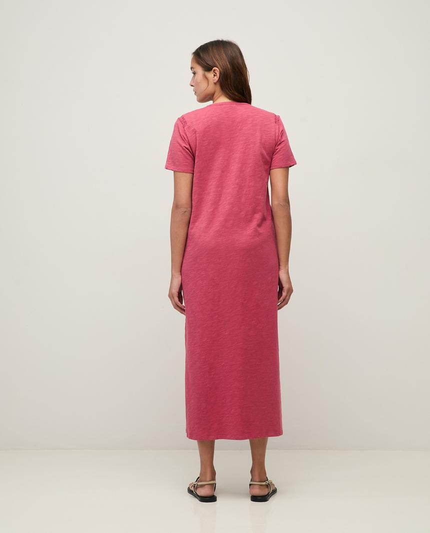 Vestido largo de algodón frambuesa