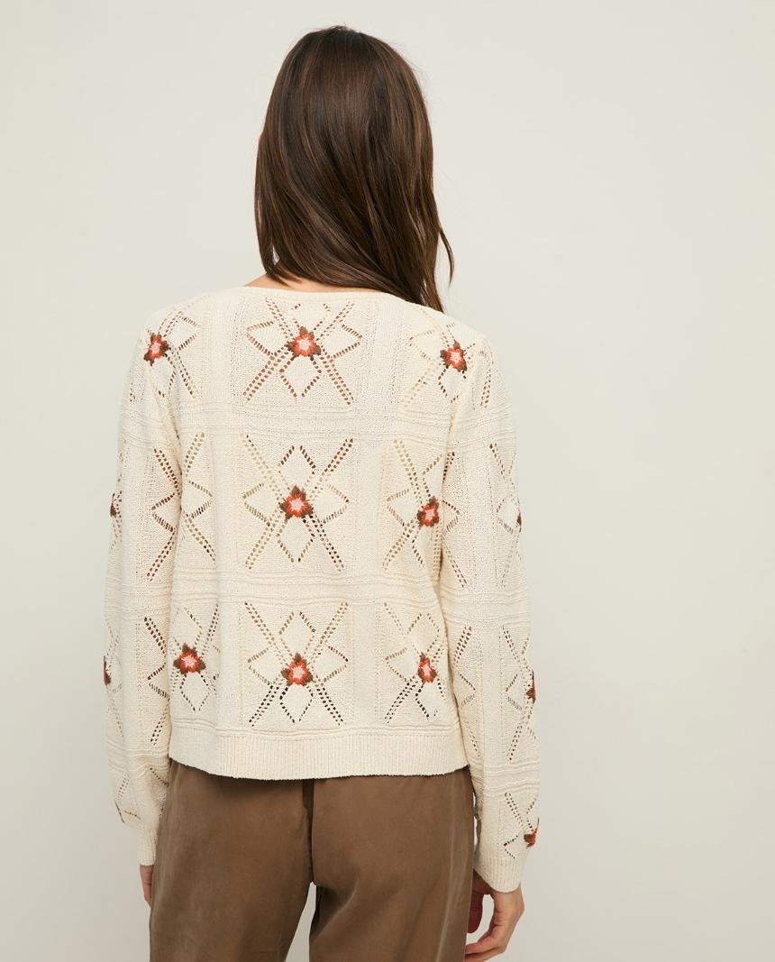 Cárdigan calado bordado floral