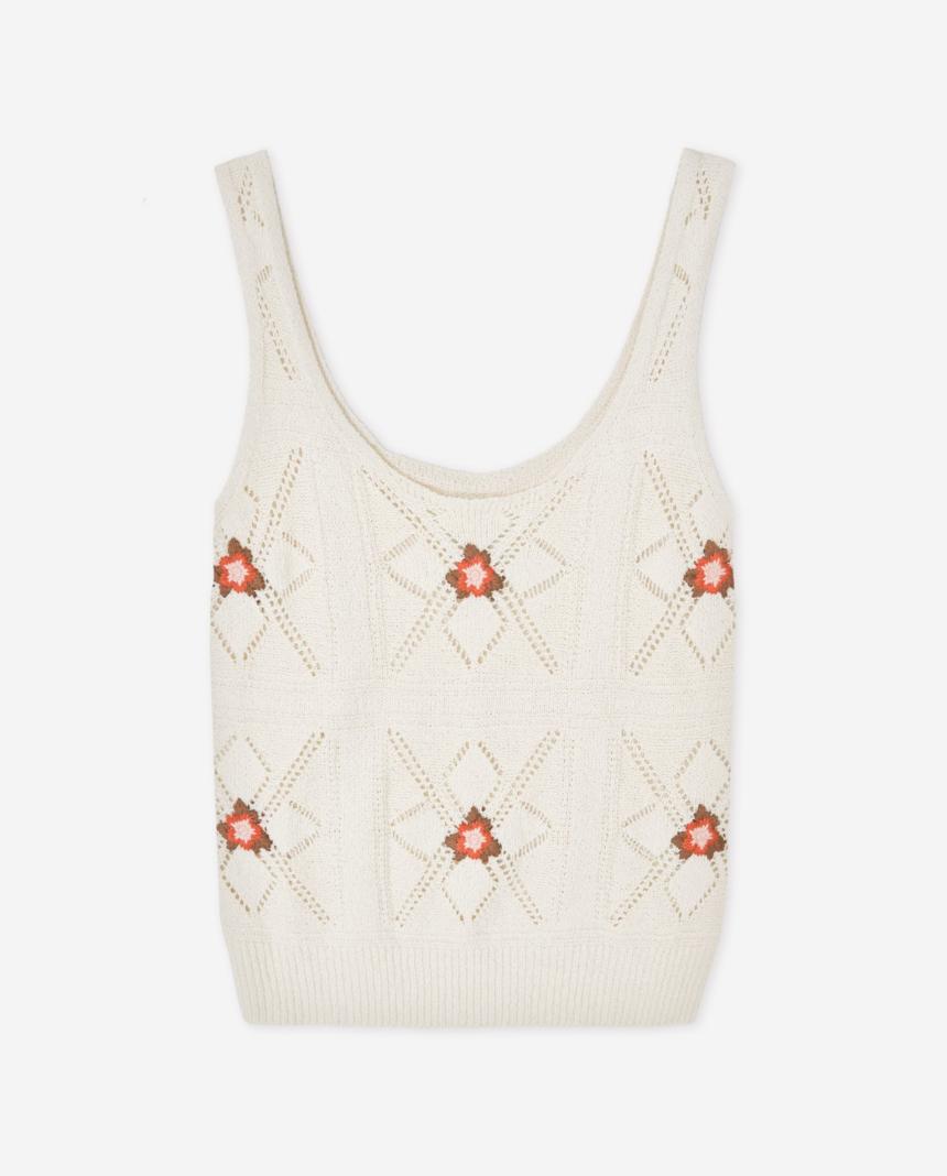 Top tirantes bordado flores