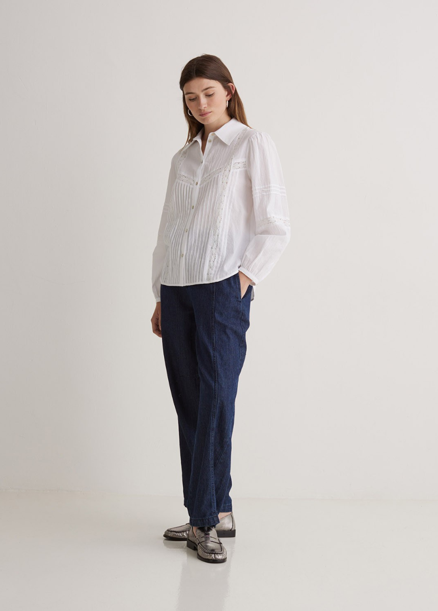 Camisa 100% algodón puntillas blanco