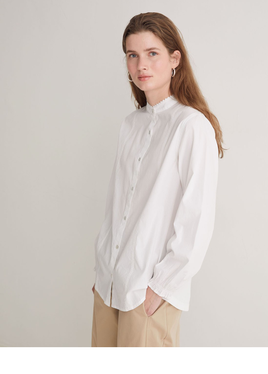 Camisa 100% algodón cuello mao blanco