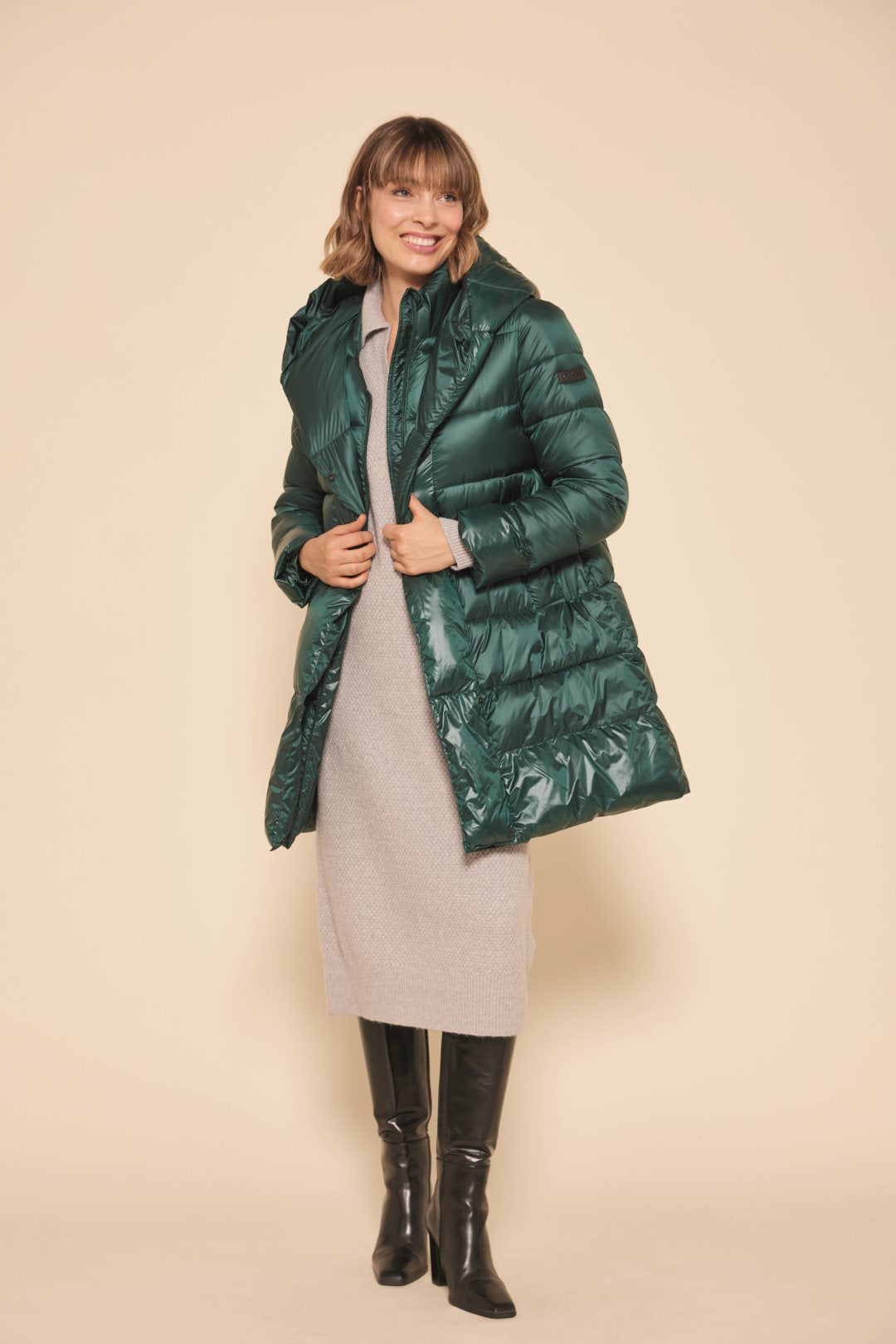 Parka larga verde acolchada
