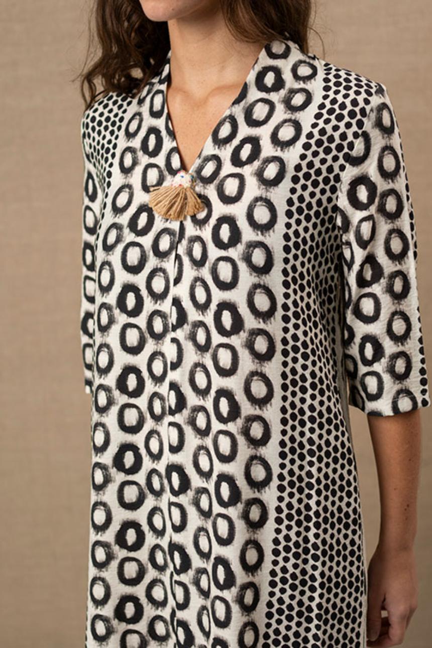 Vestido largo estampado geométrico