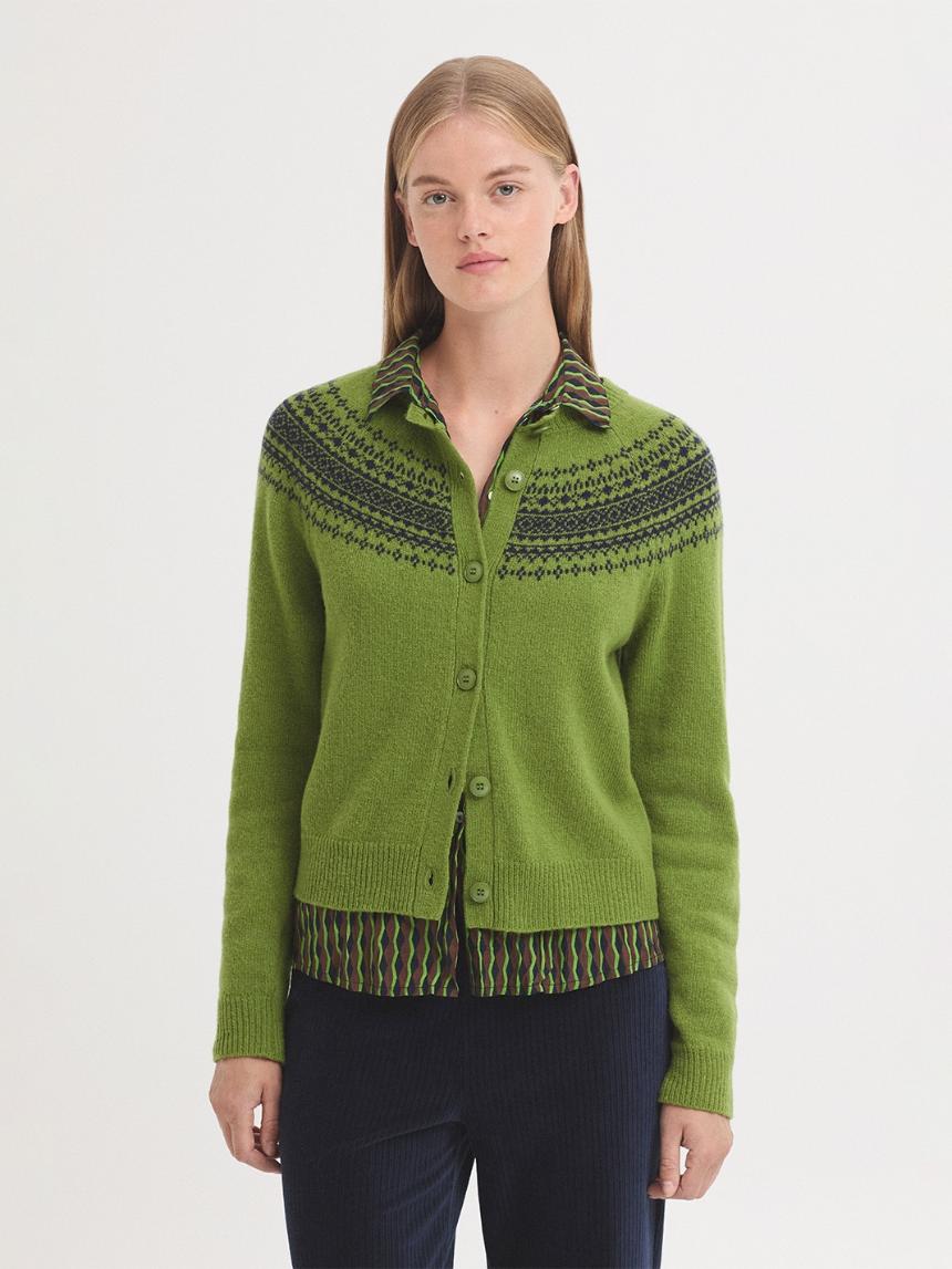 Chaqueta jacquard greca en lana