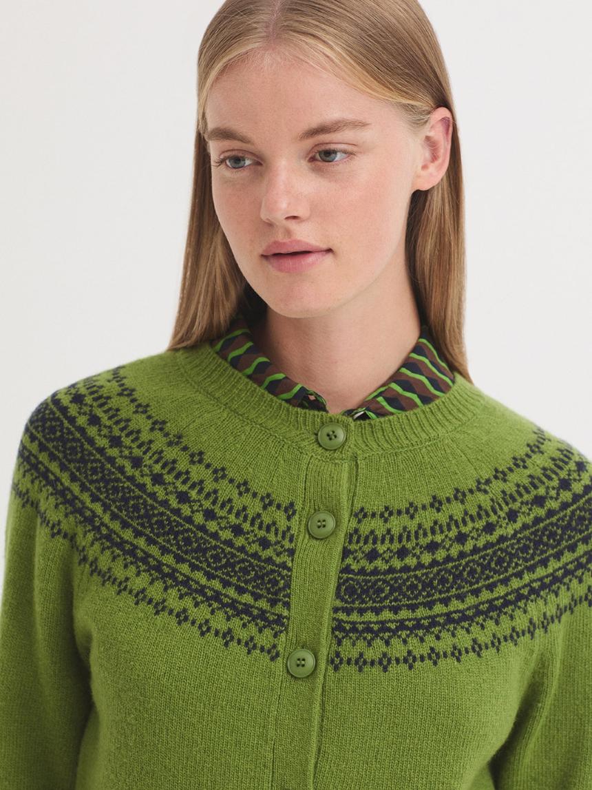 Chaqueta jacquard greca en lana