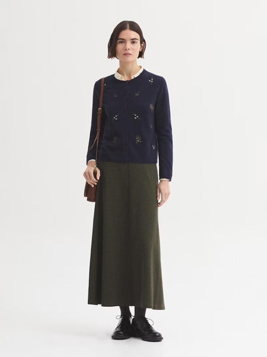 Falda larga jacquard pata de gallo