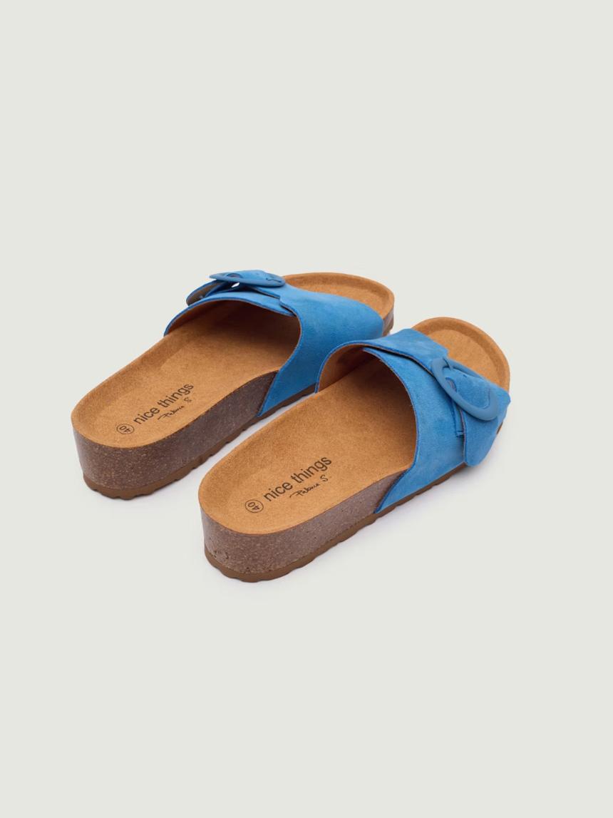 Sandalias bio cuña con pala en serraje