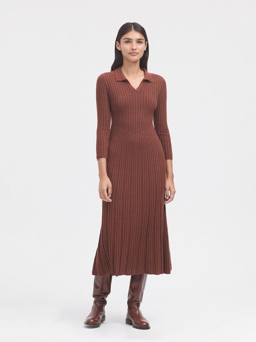 Vestido midi plisado polo