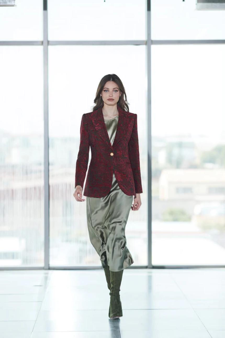 Blazer Jacquard Merlot Scotland Flower