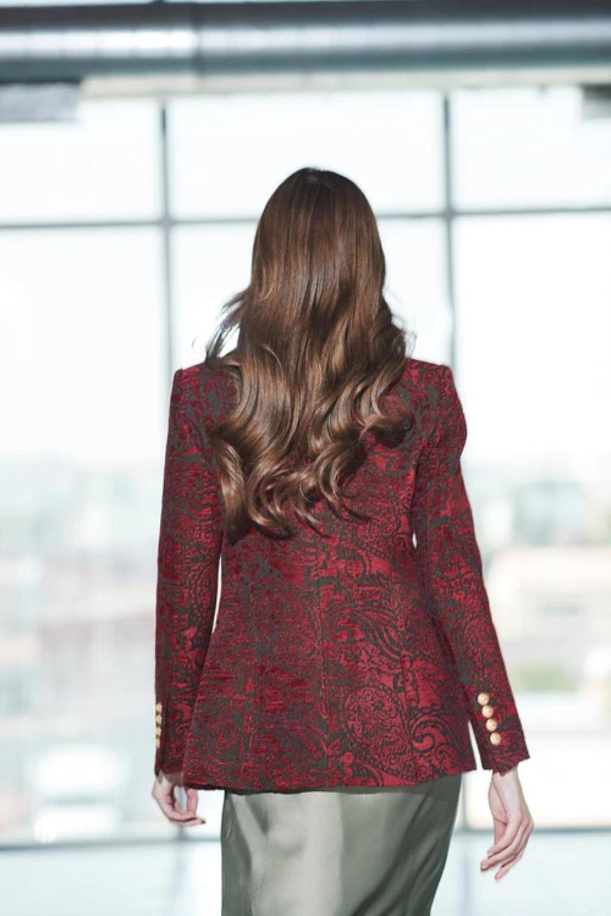 Blazer Jacquard Merlot Scotland Flower