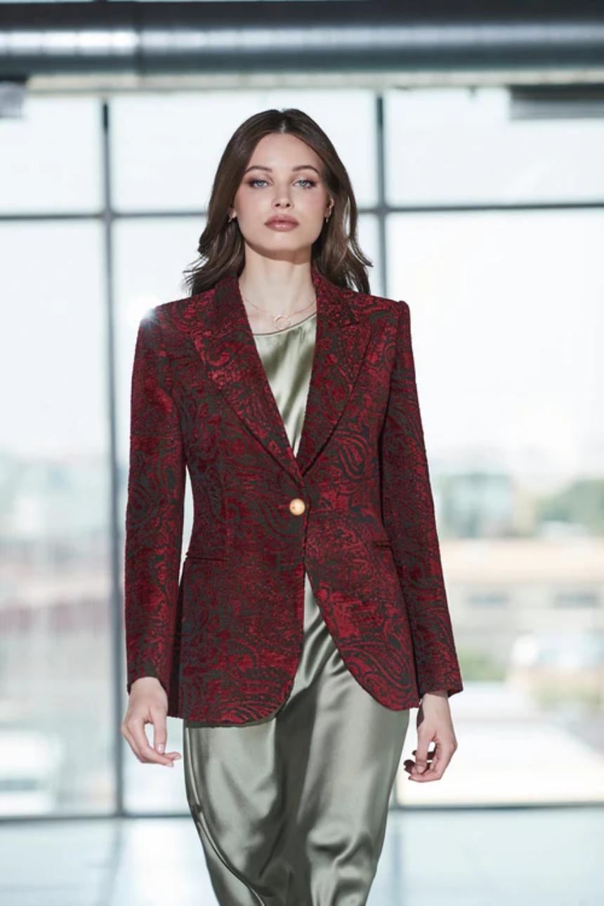 Blazer Jacquard Merlot Scotland Flower