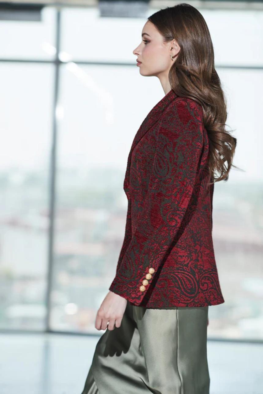 Blazer Jacquard Merlot Scotland Flower