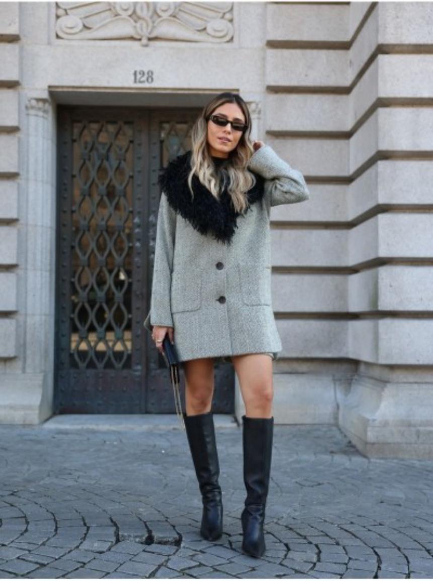 Abrigo corto espiga y cuello desmontable