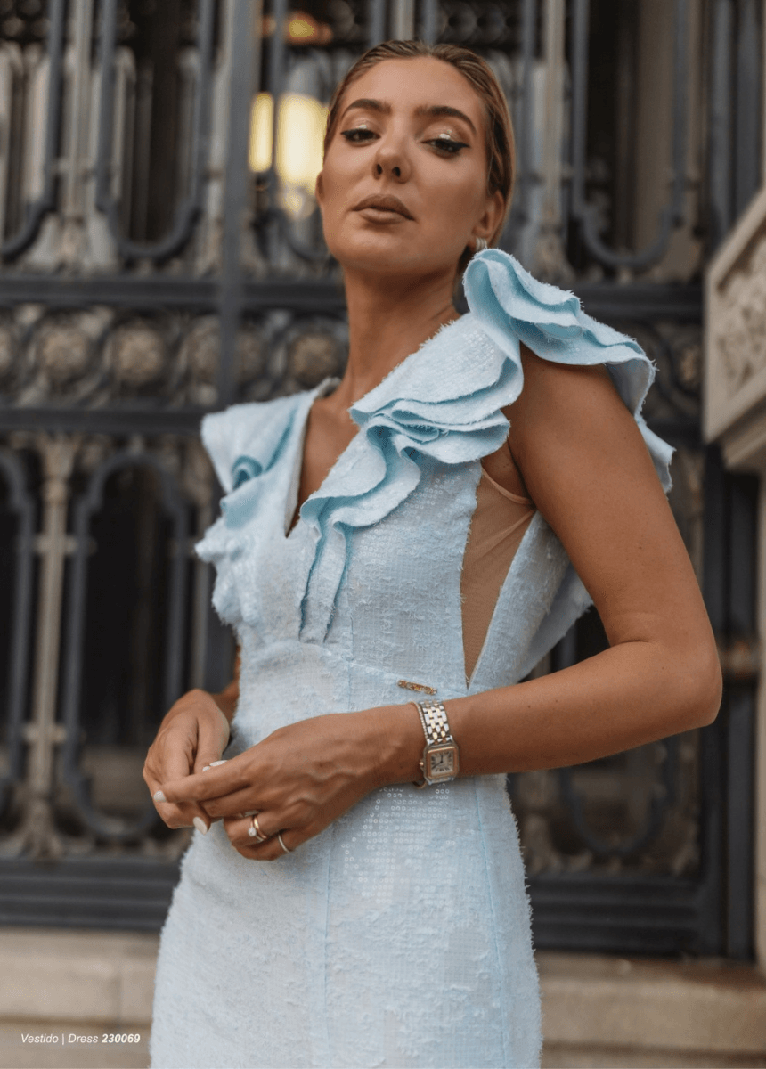 Vestido volante lentejuelas - Wengué Ana y Carmen - Vestidos de fiesta largos - Scripta