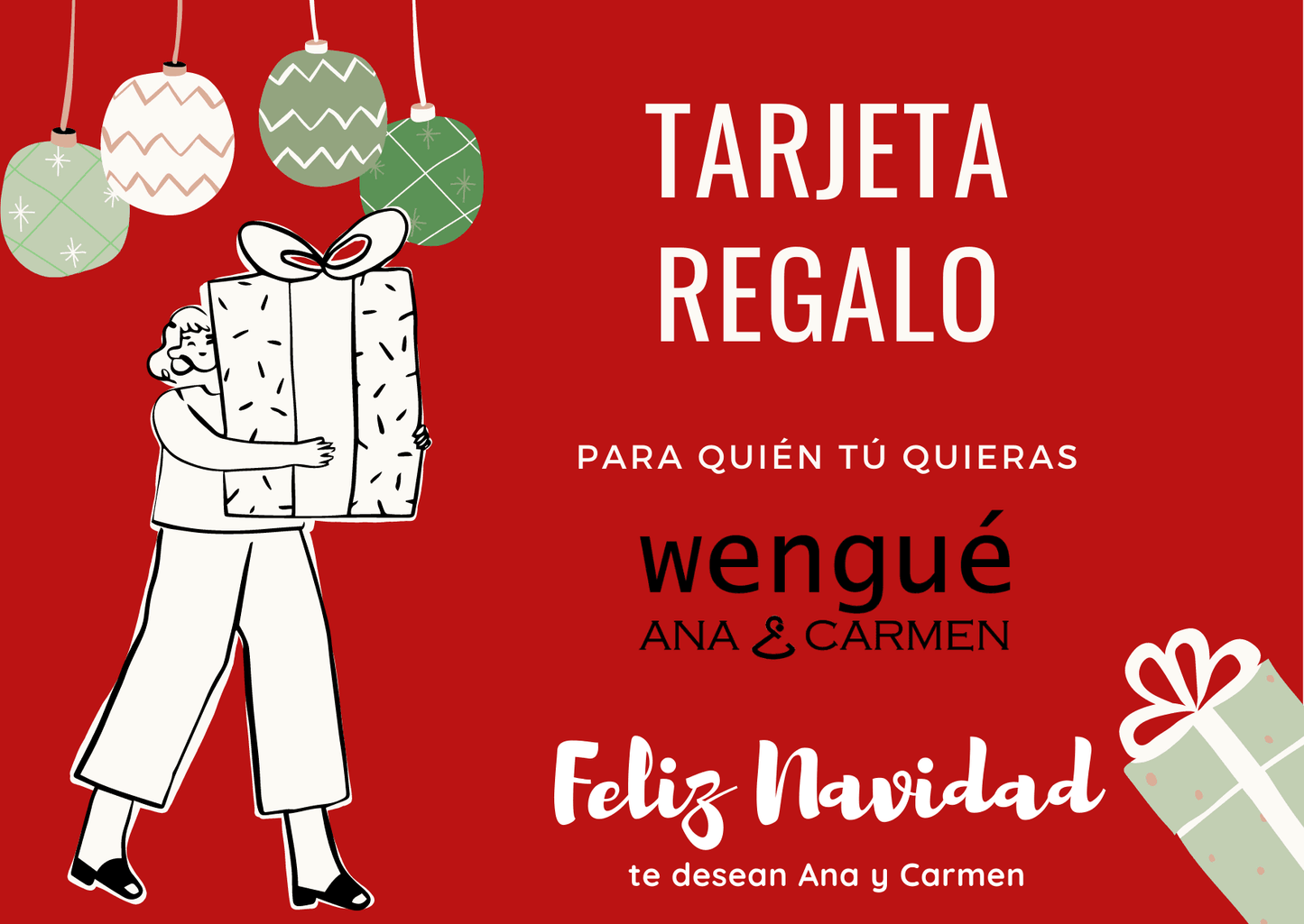 Tarjeta " Regalo Navidad" - Wengué Ana y Carmen - Tarjetas de regalo - Wengué Ana y Carmen