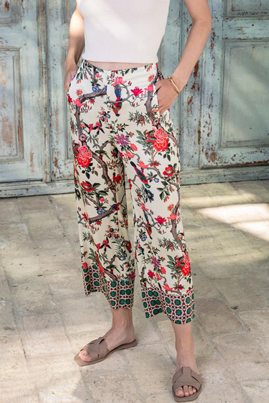 Pantalón ancho con estampado floral