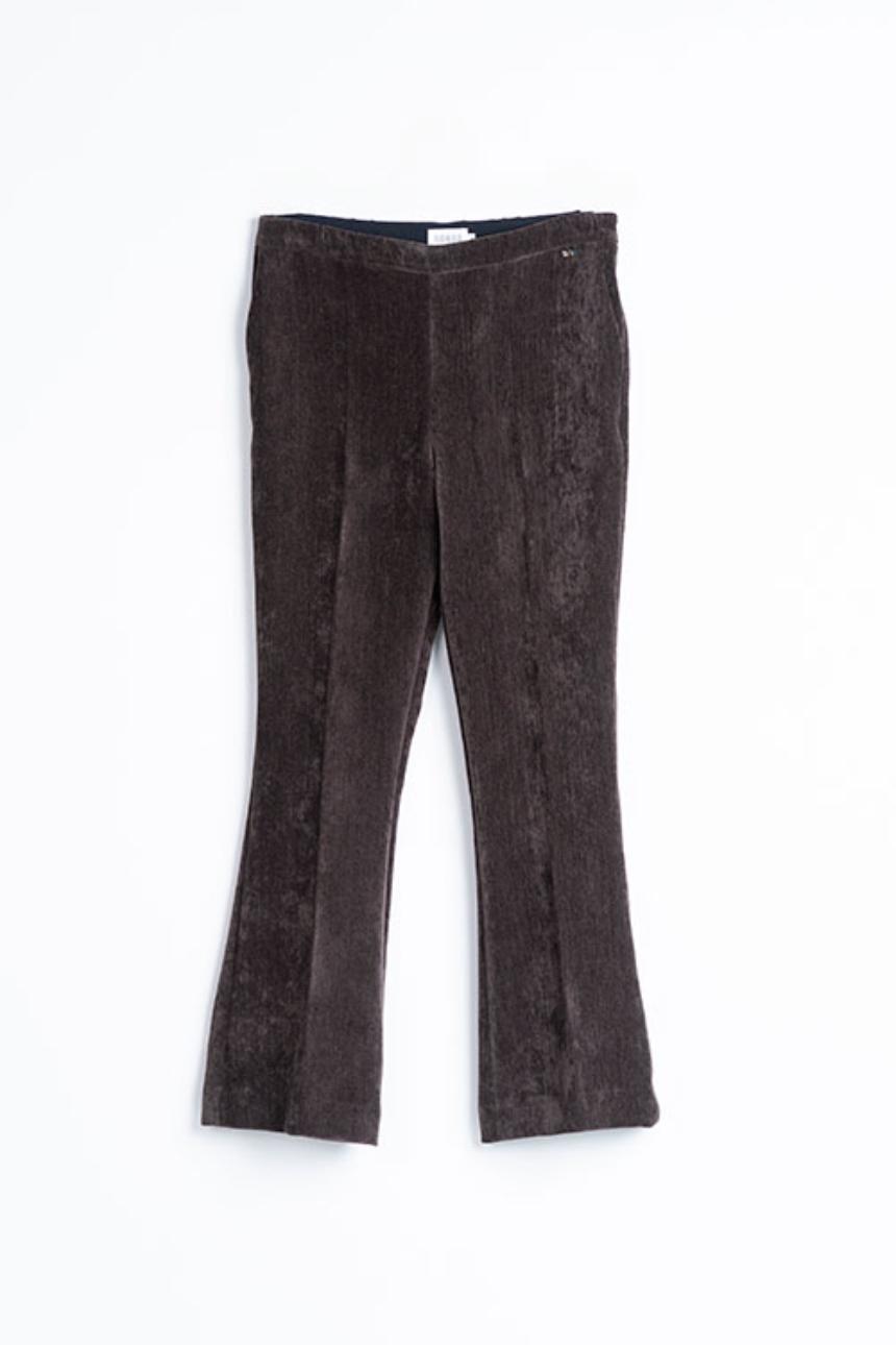 Pantalón flare efecto terciopelo marrón