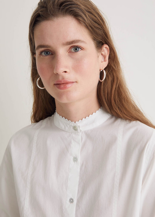 Camisa 100% algodón cuello mao blanco