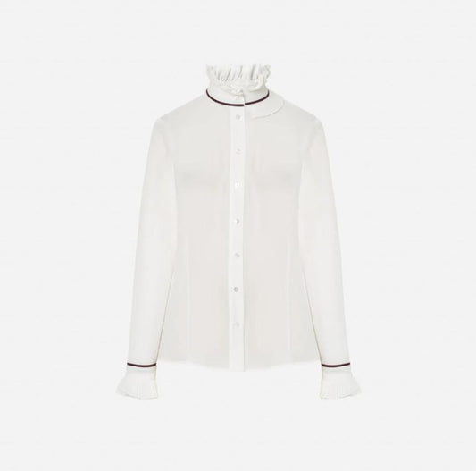 Blusa con mini volante en el cuello