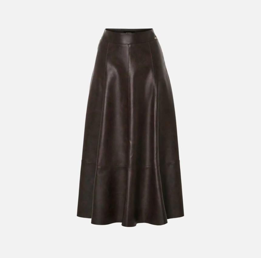 Falda midi efecto cuero