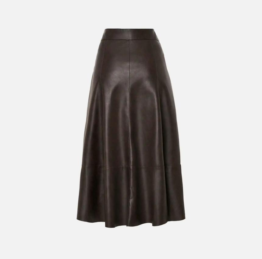 Falda midi efecto cuero