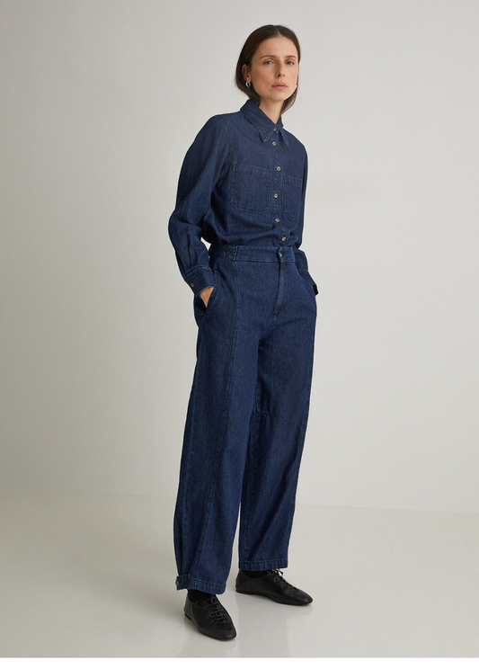 Jeans algodón orgánico balloon fit azul