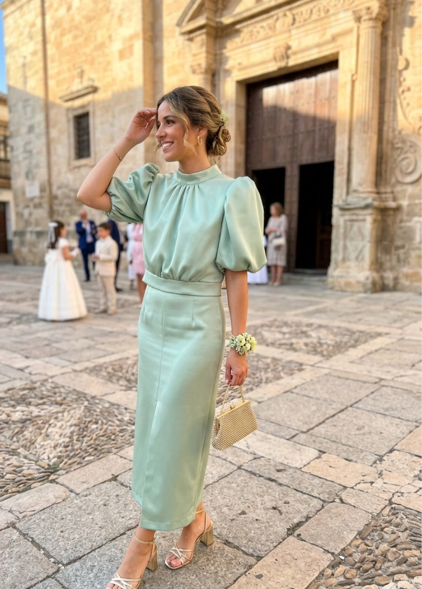 Conjunto Antonella verde Blanca Martín