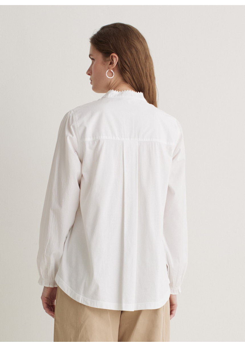 Camisa 100% algodón cuello mao blanco