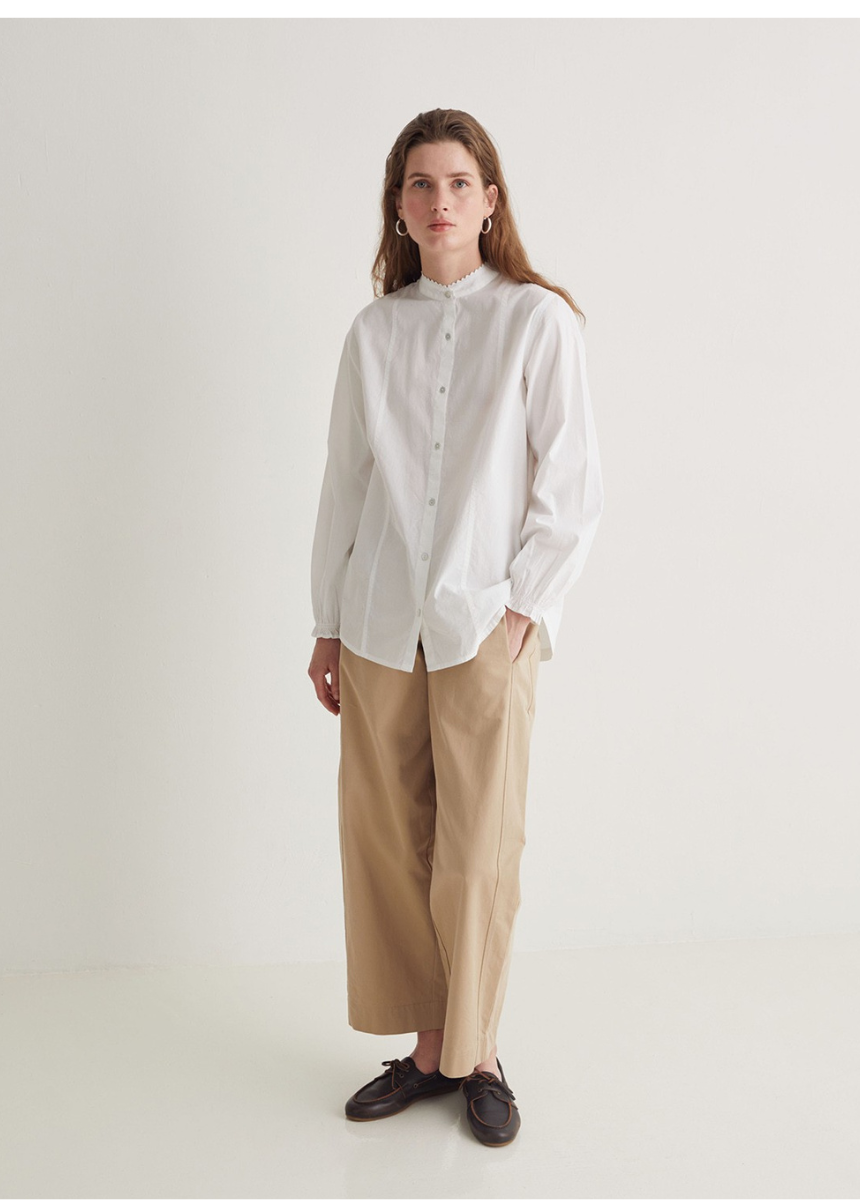 Camisa 100% algodón cuello mao blanco
