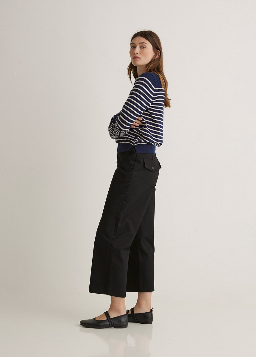 Pantalones regular fit 100% algodón negro