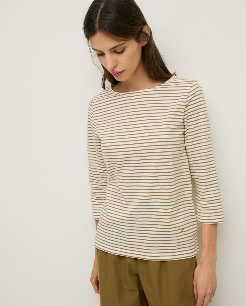Camiseta algodón orgánico cuello barco rayas