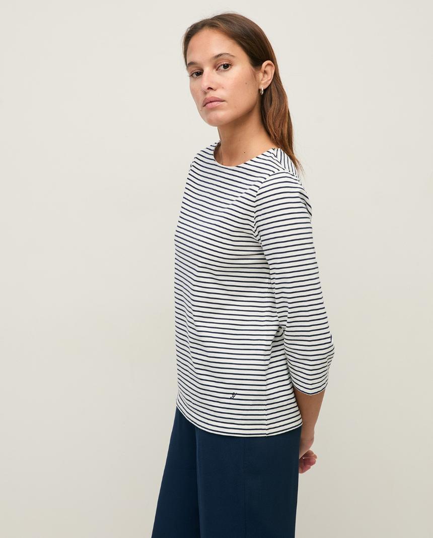 Camiseta rayas algodón cuello barco
