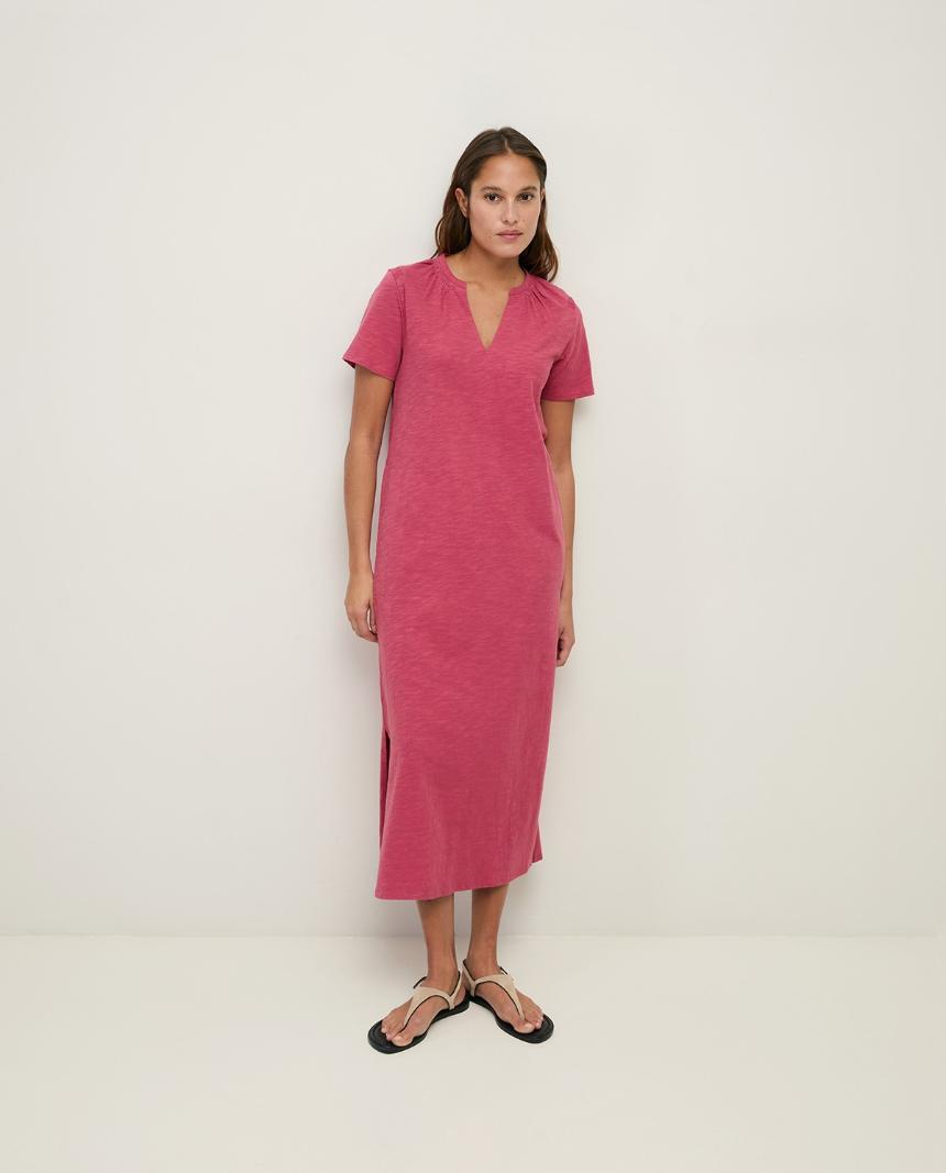 Vestido largo de algodón frambuesa