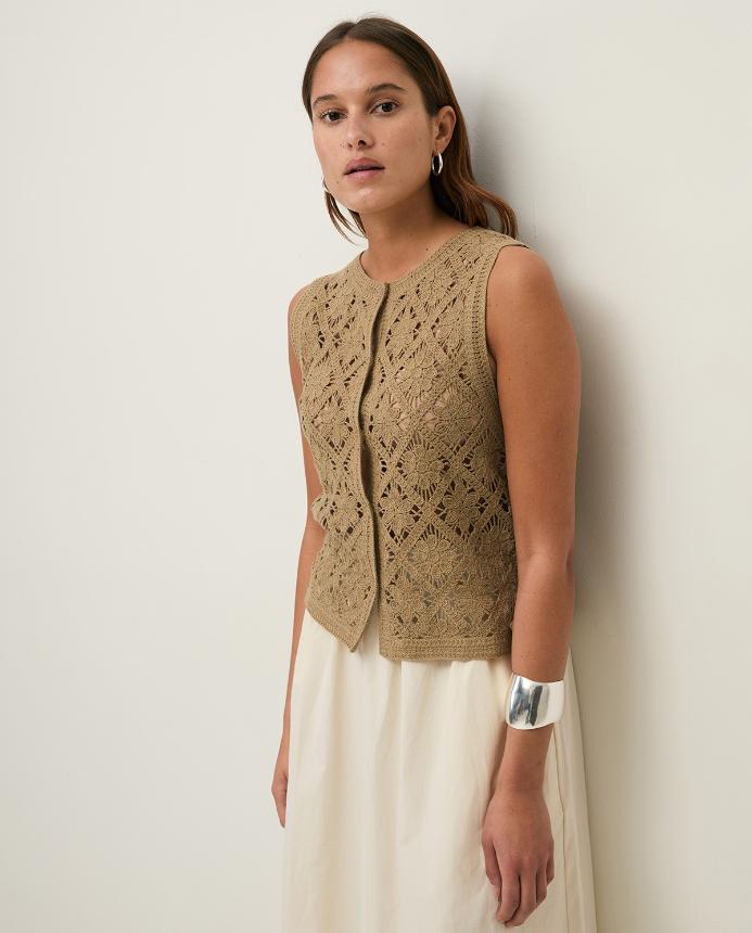 Chaleco de punto efecto crochet