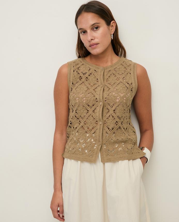 Chaleco de punto efecto crochet