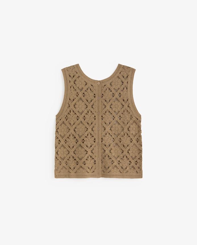 Chaleco de punto efecto crochet